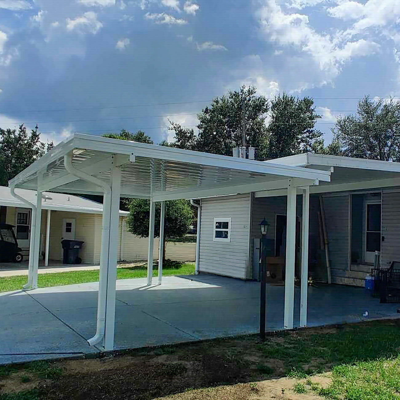 Mobile home carport installation in Venice Florida